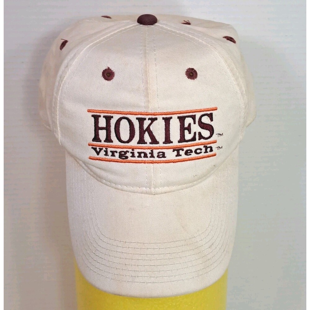 Vintage Virginia Tech Hokies Snapback Hat White The Game Bar Cap One Size Stains